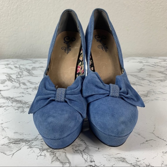 Seychelles Women’s Blue Suede Platform Heels 10 - Picture 2 of 8